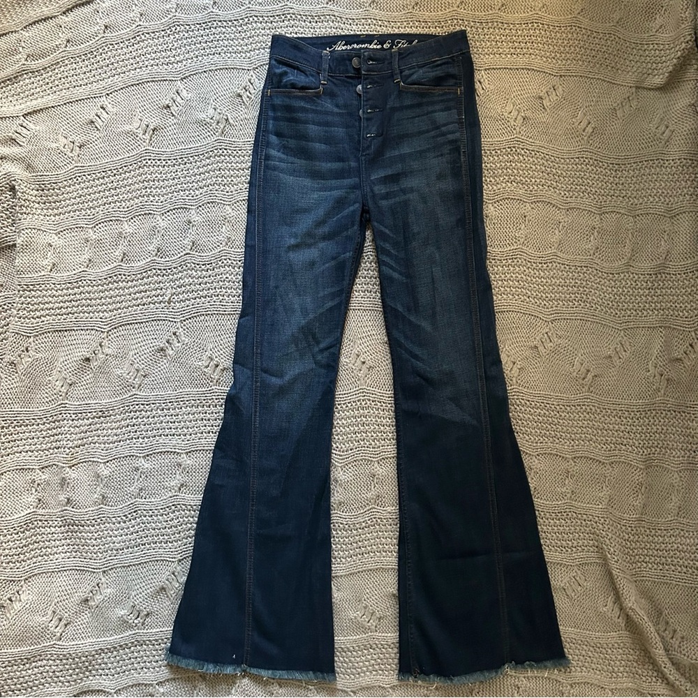 Abercrombie & Fitch Dark Blue Flare Long Inseam Tall Jeans